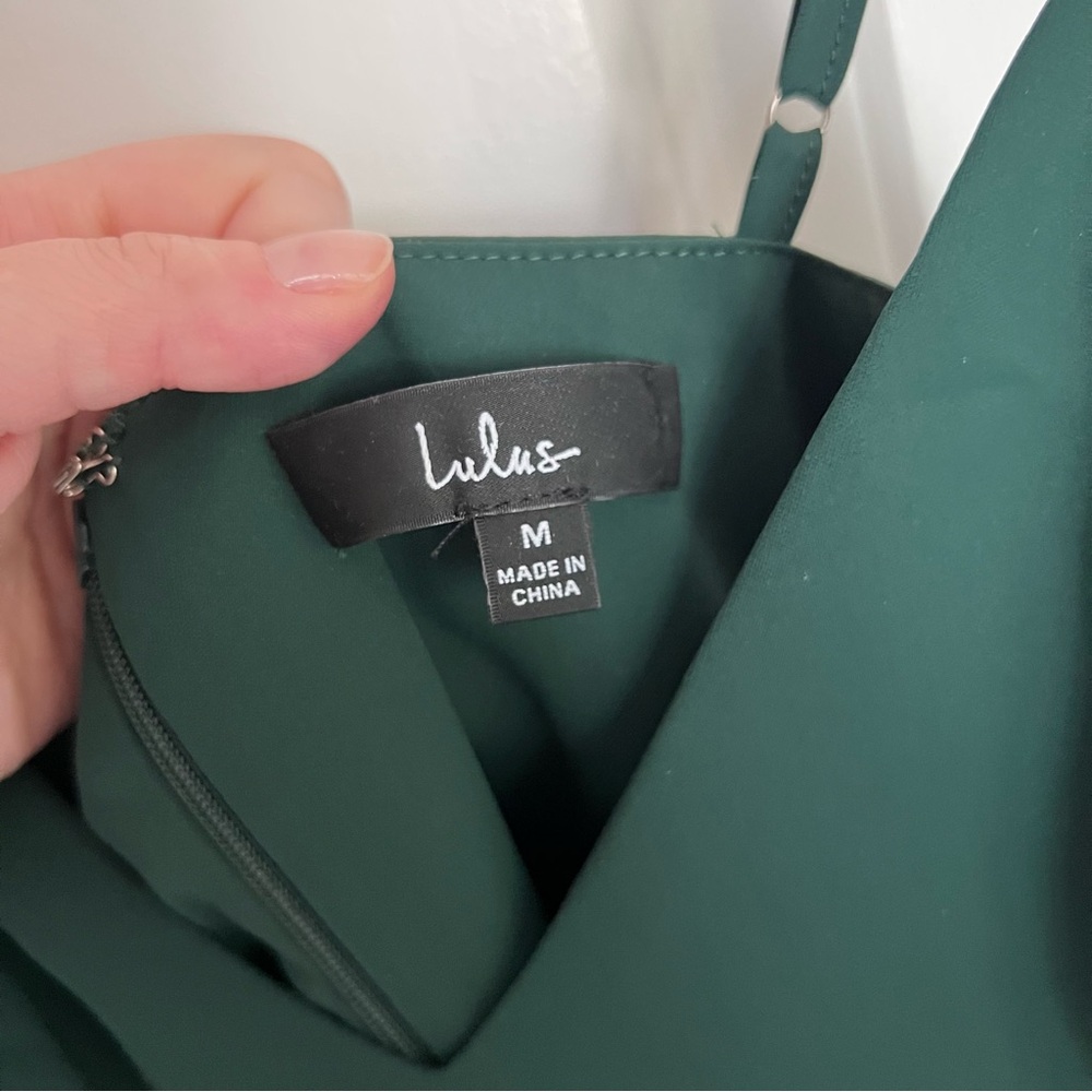 Lulu's Dark Green Midi Dress with Spaghetti Straps - Picture 4 of 5